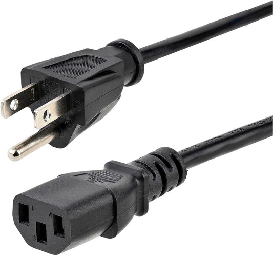 Startech.Com 12Ft (3.6M) Computer Power Cord, NEMA 5-15P to C13, 10A 125V, 18AWG, Black Replacement AC Power Cord, Printer Power Cord, PC Power Supply Cable, Monitor Power Cable - UL Listed (PXT10112)