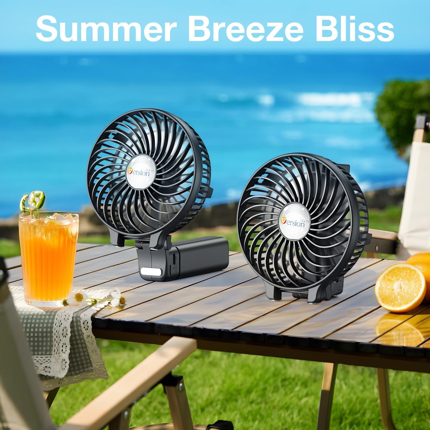 Portable Handheld Fan, Powerful+Durable+2000Mah+180° Foldable, Mini Table Fans with USB Rechargeable Battery Operated Cooling Accessories for Personal Use, Travel, Office Black