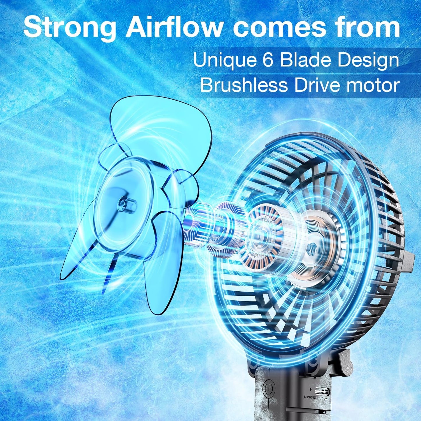 Portable Handheld Fan, Powerful+Durable+2000Mah+180° Foldable, Mini Table Fans with USB Rechargeable Battery Operated Cooling Accessories for Personal Use, Travel, Office Black