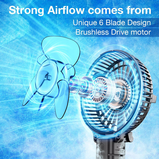 Portable Handheld Fan, Powerful+Durable+2000Mah+180° Foldable, Mini Table Fans with USB Rechargeable Battery Operated Cooling Accessories for Personal Use, Travel, Office Black